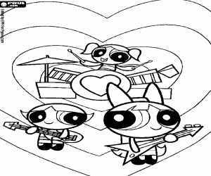 Powerpuff Girls müzik aşk ile boyama