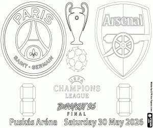 PSG vs Arsenal, final 2025-2026 boyama