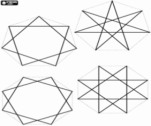Yedi ve sekiz puan ile yıldız boyama
