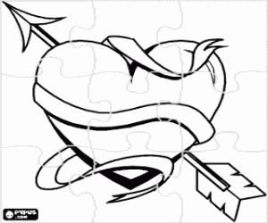 Puzzle bir kalp ile bir ok boyama