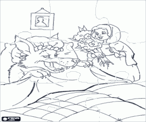 Puzzle Kırmızı Başlıklı kız ve çiçek buketi boyama