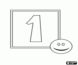 Rakam 1 tek bir mutlu yüzü boyama