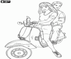 Kız ve erkek ile Motosiklet scooter - Barbie ve Ken