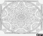 Mandala daire yıldız veya çiçek şeklinde bir meydanda