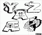 Puzzle harf Y, Z ve diğer komik çizimlerle