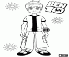Ben 10 ve Omnitrix, üç güneşler ve Ben 10 logosu ile
