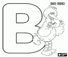 Letter B Big Bird ve bir kelebek ile. Susam Sokağı Latin Alfabe