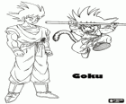 Goku çocuk ve yetişkin Goku atlama, bir maymun kuyruğu insan