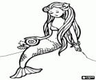 Elegant kayaların üzerinde oturan mermaid