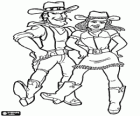 Kovboy ve kovgirl bir country müzik dans