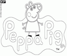 Peppa Pig, en ünlü küçük domuz logosu ile boyama sayfası