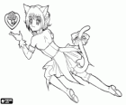 Catgirl kulakları ve kedi kuyruğu Zoey Hanson, Ichigo Momomiya, Mew Mew lideri dönüşüyor