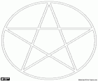 Geçmeli, bir pentagram bir daire içinde. Wicca din, beş başlı bir yıldız simgesi