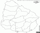 Uruguay Doğu Cumhuriyeti haritası. Sermaye: Montevideo. Ülkenin Güney Amerika'nın Atlas Okyanusu kıyılarında