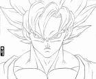 Goku yüzü, bir savaşçı Super Saiyan Dragon Ball