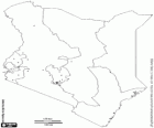 Kenya Cumhuriyeti haritası. Sermaye: Nairobi. Ülke Afrika Doğu Hint Okyanusu kıyılarına ile