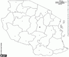 Tanzanya Birleşik Cumhuriyeti haritası. Sermaye: Dodoma. Orta Afrika ülkesi ile Hint Okyanusu kıyılarına