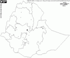 Etiyopya Federal Demokratik Cumhuriyeti haritası. Sermaye: Addis Ababa. Afrika boynuzu olmadan denize çıkış ülkesi