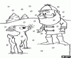 Rudolph ile Noel Baba, kırmızı burun ile küçük ren geyiği