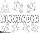 Alexander. Adı adam koruyucu anlamına gelen Yunanca kökenli. Alexander, İngilizce, Almanca, Danca, Norveççe, Hollandaca, Slovakça, İsveççe ve Macarca adına anlamı