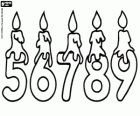 Doğum günü mumlar sayılar, 5, 6, 7, 8 ve 9