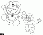 Doraemon kozmik kedi ve onun insan arkadaşı, Nobita Nobi adlı bir Japon çocuk ana kahramanları vardır