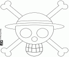Hasır şapka korsanları bayrağı amblemi. Kaptan Monkey D. Luffy ve ekibine Korsan bayrağı, Jolly Roger One Piece
