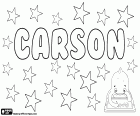 Carson, İngiliz ve İskoç kökenli adını esas olarak erkek adı olarak kullanılır ancak kadınlar için kullanılabilir. Carson, aynı soyadı, anlamını gelen ve bataklıklar sakinleri oğlu adıdır
