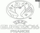 UEFA EURO 2016 veya 2016 Avrupa Futbol Şampiyonası logosu. Yarışma Haziran 10 üzerinden 10 Temmuz 2016 için yapılacak