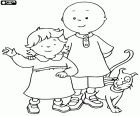 Onun küçük kız kardeşi Rosie ve onun Caillou Gilbert kedi. Caillou kedi onun ve kız kardeşi için çok önemseyen çok sorumlu bir çocuktur