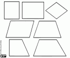 Çokgenler dört tarafı ve dört açıları (quadrilaterals veya quadrangles) topluluğu. Parallelograms ilk dördü: kare, dikdörtgen, rhomboid ve rhombus. Diğer dördü yamuk (dörtgen paralel iki tarafın bir çift ile), düzensiz dörtgen (dörtgen paralel hiçbir taraf ile) ve dikdörtgen her iki sürümü vardır
