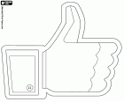 Bir el başparmak yukarı, Facebook Like Beğen logosu ile ünlü simge