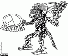 Aztek İmparatorluğu ordusunun profesyonel bir savaşçı bir jaguar savaşçı