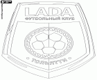 FC Lada Togliatti, Tolyatti, Güney-Doğu Avrupa Rusya'nın Samara Oblastı şehirde futbol kulübü logosu. Futbolnyj Kłub Lada Toljatti, Rusça orijinal ismi dönüştürülmüş