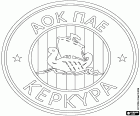Logo AOK Korfu, Athlitikos Omilos Korfu, Corfu, Korfu Yunanca, şehir ve İyon Denizi, İyonya Adaları ikinci büyük Adası'nın başkenti Merkezi ile futbol kulübü. Corfu Yunanistan kuzeybatı kıyısında önünde yer alır