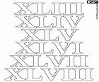 İçinde bizim boyama sayfaları koleksiyonu Roma sayısal sistem hakkında burada sayı 43, 44, 45, 46, 47 ve 48 var.