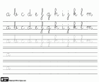 Bir hat egzersiz alfabesi, A'den M'ye küçük harfler ile