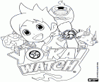 Logo ve Yo-kai Watch ana karakterlerinden: Nate, Whisper, Jibanyan ve Komasan