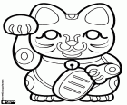 Maneki-neko, popüler Japon heykelcik, Japon geleneği içinde iyi şans tılsımı