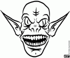 Uzun kulakları ve büyük bir ağız ile bir troll yüzü ile maske