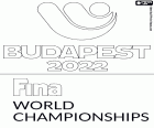 Budapeşte 2022 Dünya Su Sporları Şampiyonası logosu. FINA tarafından düzenlenen bu dünya şampiyonası, 18 Haziran - 4 Temmuz 2022 tarihleri arasında Macaristan'ın başkentinde düzenleniyor.