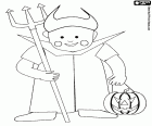 Çocuk Şeytan Halloween'i giydirdi boyama