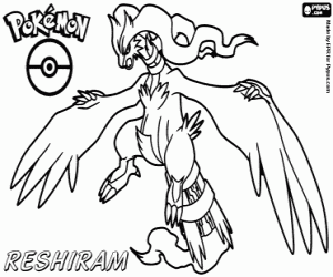 Reshiram, siyah pokémon boyama