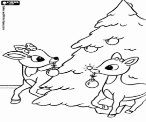 Rudolph, Clarice ve Noel ağacı boyama