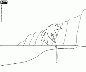 Sahil plaj ve uçurumları ile boyama