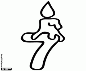 Sayı 7, yedi numara ve yanan mum boyama