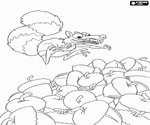 Scrat sincap ve meşe palamutları boyama