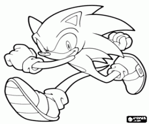 Sega maskotu Sonic çalışıyor boyama