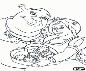 Shrek ve Fiona, bir çift boyama