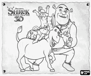 Shrek ile onun en iyi arkadaşları boyama